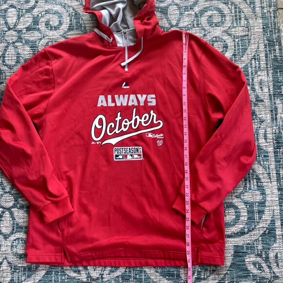 Majestic Washington Nationals Always October Postseason Hoodie Red - Size XL - Picture 5 of 7